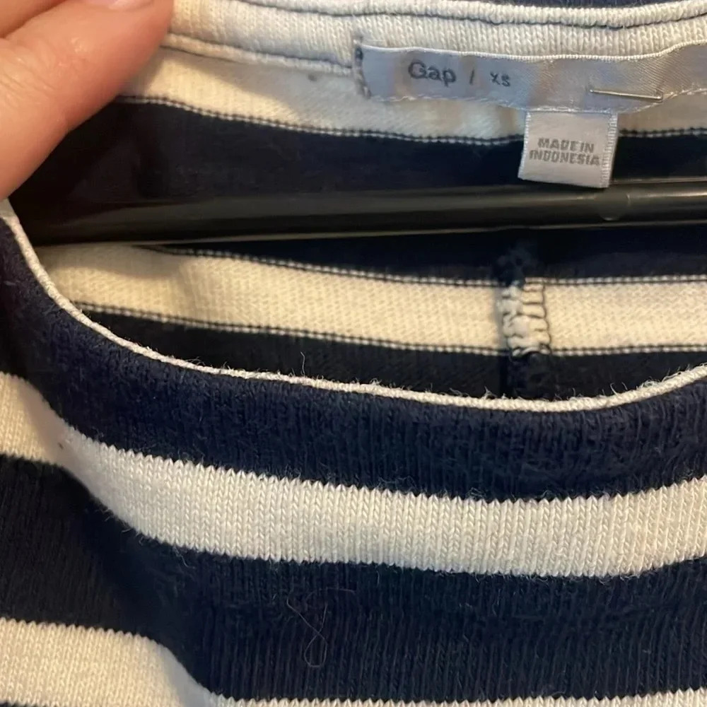 GAP XS navy blue and white striped dress - Picture 2 of 5